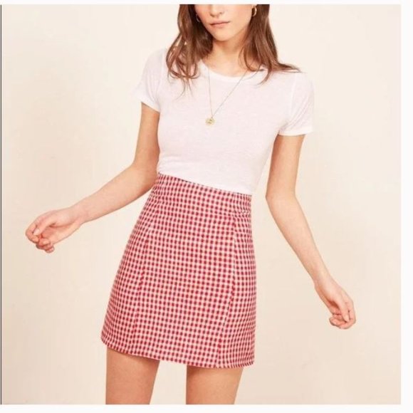 Reformation Dresses & Skirts - Reformation Linen Amelie Gingham Skirt Sz 6